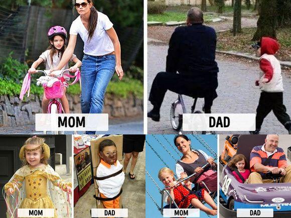 Matki vs. ojcowie - 10 zdjęć, które pokazują różnice w ich podejściu do wychowywania dziecka. Wygląda znajomo?
