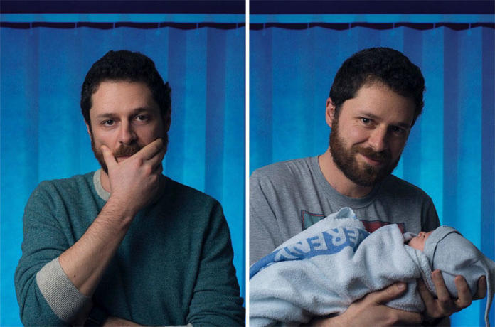 Zdjęcia mężczyzn przed i po narodzinach dziecka - wzruszająca galeria!