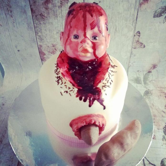 Makabryczny tort na baby shower dla przyszłej mamy... Chciałybyście dostać taki tort?